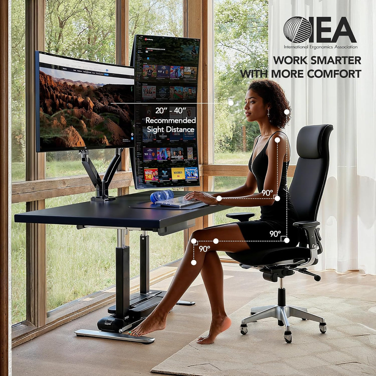 Dual Monitor Stand for 13″–40″, Premium Dual Monitor Mount with USB, Height Adjustable Monitor Stand for 2 Monitors, VESA Mount with Clamp/Grommet Base, Holds 26.4lbs per Arm, HNDS7