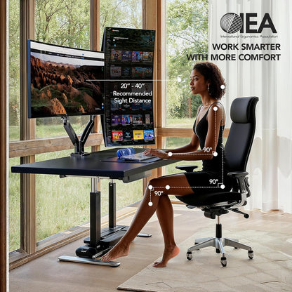 Dual Monitor Stand for 13″–40″, Premium Dual Monitor Mount with USB, Height Adjustable Monitor Stand for 2 Monitors, VESA Mount with Clamp/Grommet Base, Holds 26.4lbs per Arm, HNDS7