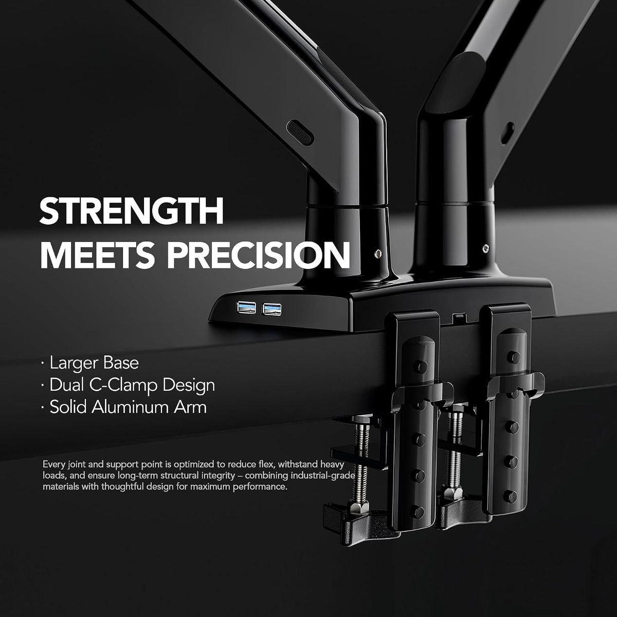 Dual Monitor Stand for 13″–40″, Premium Dual Monitor Mount with USB, Height Adjustable Monitor Stand for 2 Monitors, VESA Mount with Clamp/Grommet Base, Holds 26.4lbs per Arm, HNDS7