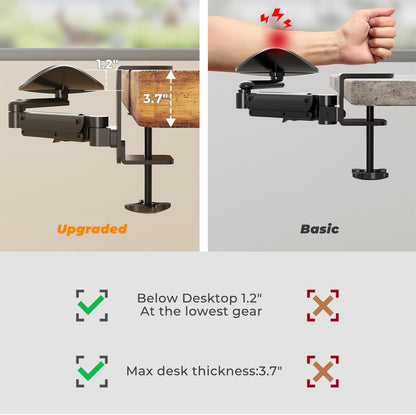 Clamp-on Adjustable Arm Rest, 360° Rotating Elbow Rest for Desk