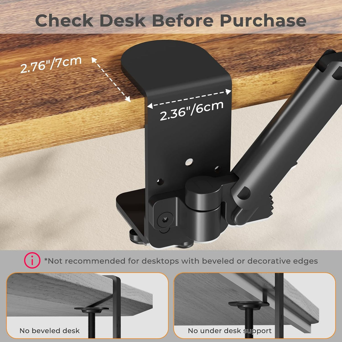Clamp-on Adjustable Arm Rest, 360° Rotating Elbow Rest for Desk