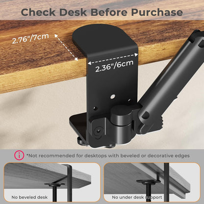 Clamp-on Adjustable Arm Rest, 360° Rotating Elbow Rest for Desk