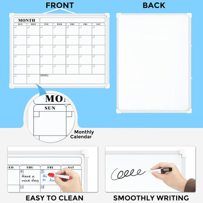 Monthly Calendar Dry Erase Board for Wall, 16"x12", White Frame