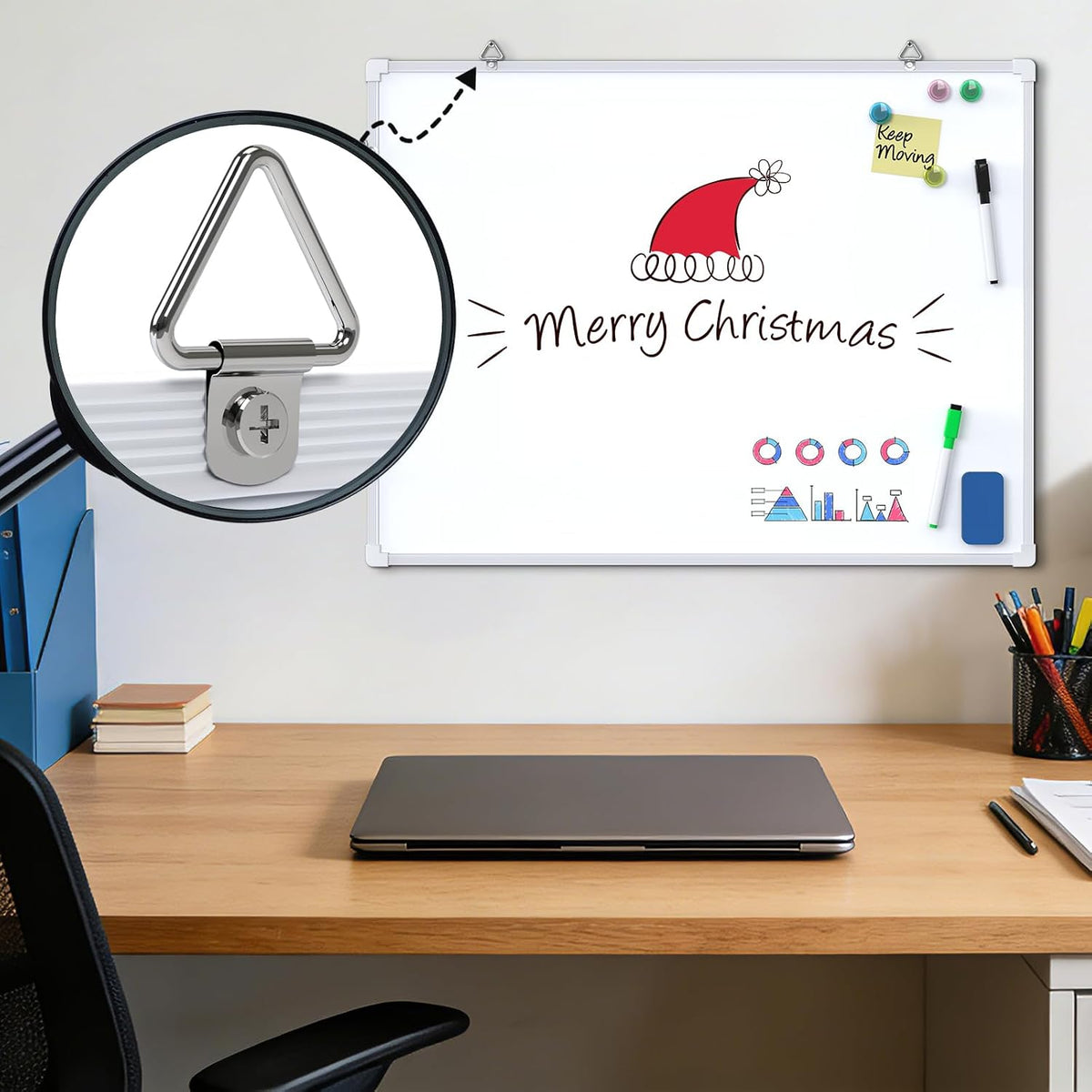 Monthly Calendar Dry Erase Board for Wall, 16"x12", White Frame
