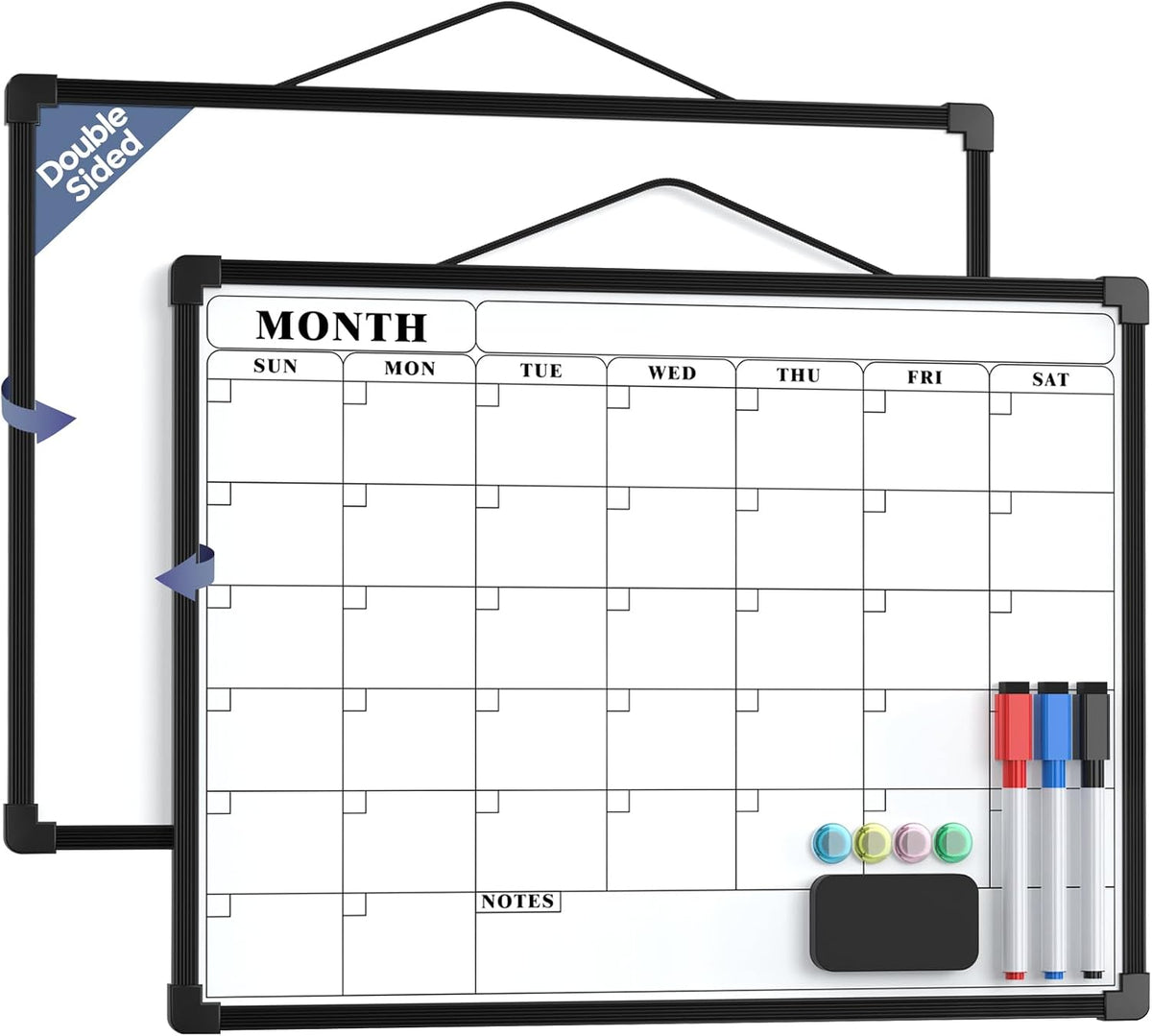 Monthly Calendar Dry Erase Board for Wall, 16"x12", White Frame