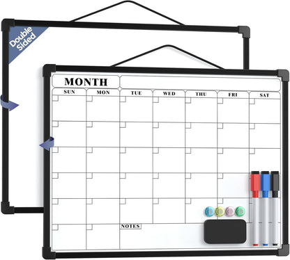 Monthly Calendar Dry Erase Board for Wall, 16"x12", White Frame