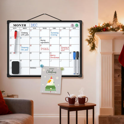 Monthly Calendar Dry Erase Board for Wall, 16"x12", White Frame