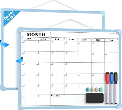 Monthly Calendar Dry Erase Board for Wall, 16"x12", White Frame