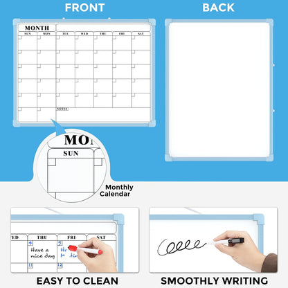 Monthly Calendar Dry Erase Board for Wall, 16"x12", White Frame