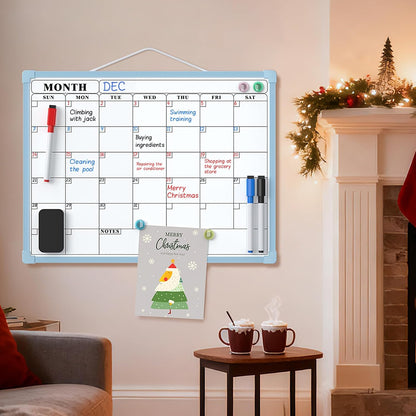 Monthly Calendar Dry Erase Board for Wall, 16"x12", White Frame