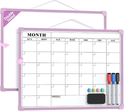 Monthly Calendar Dry Erase Board for Wall, 16"x12", White Frame