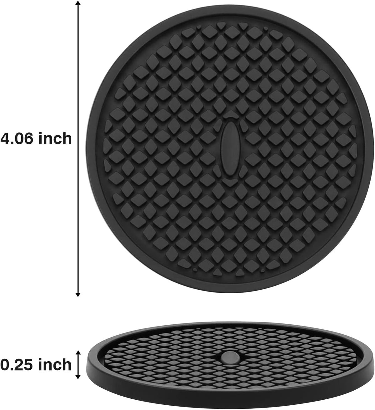 Silicone Coasters for Drinks, Thickened Black Coaster with Deep Tray Grooved Design Cup Mat, Washable Heat Resistant Durable Non-Slip Coasters for Coffee Table Wooden Desk Kitchen Bar