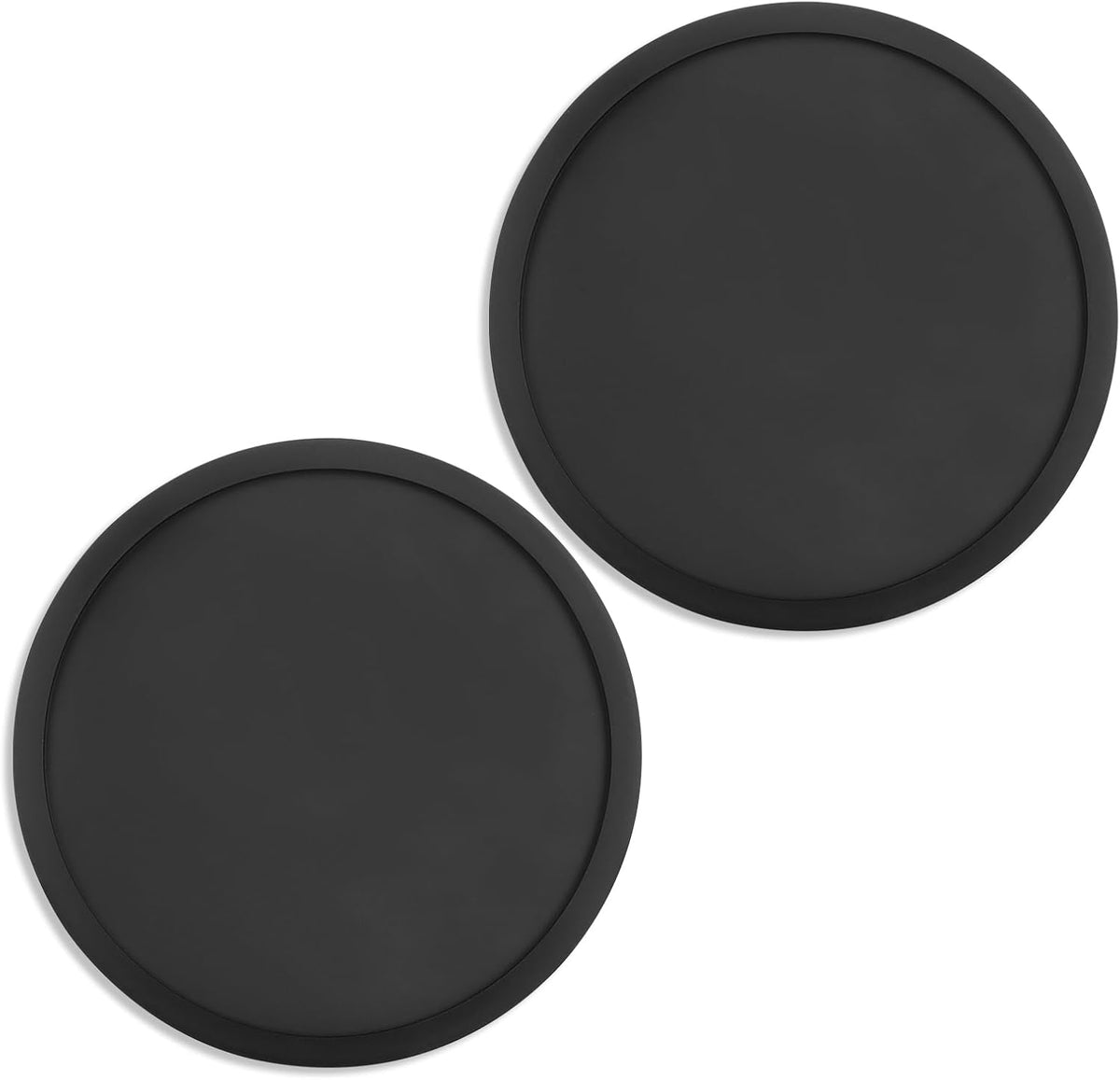 Silicone Coasters for Drinks, Thickened Black Coaster with Deep Tray Grooved Design Cup Mat, Washable Heat Resistant Durable Non-Slip Coasters for Coffee Table Wooden Desk Kitchen Bar