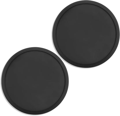 Silicone Coasters for Drinks, Thickened Black Coaster with Deep Tray Grooved Design Cup Mat, Washable Heat Resistant Durable Non-Slip Coasters for Coffee Table Wooden Desk Kitchen Bar