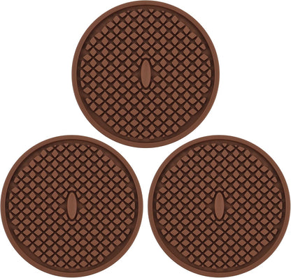 Silicone Coasters for Drinks, Thickened Black Coaster with Deep Tray Grooved Design Cup Mat, Washable Heat Resistant Durable Non-Slip Coasters for Coffee Table Wooden Desk Kitchen Bar