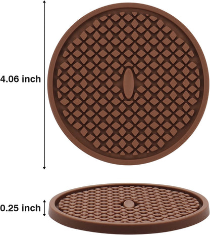Silicone Coasters for Drinks, Thickened Black Coaster with Deep Tray Grooved Design Cup Mat, Washable Heat Resistant Durable Non-Slip Coasters for Coffee Table Wooden Desk Kitchen Bar