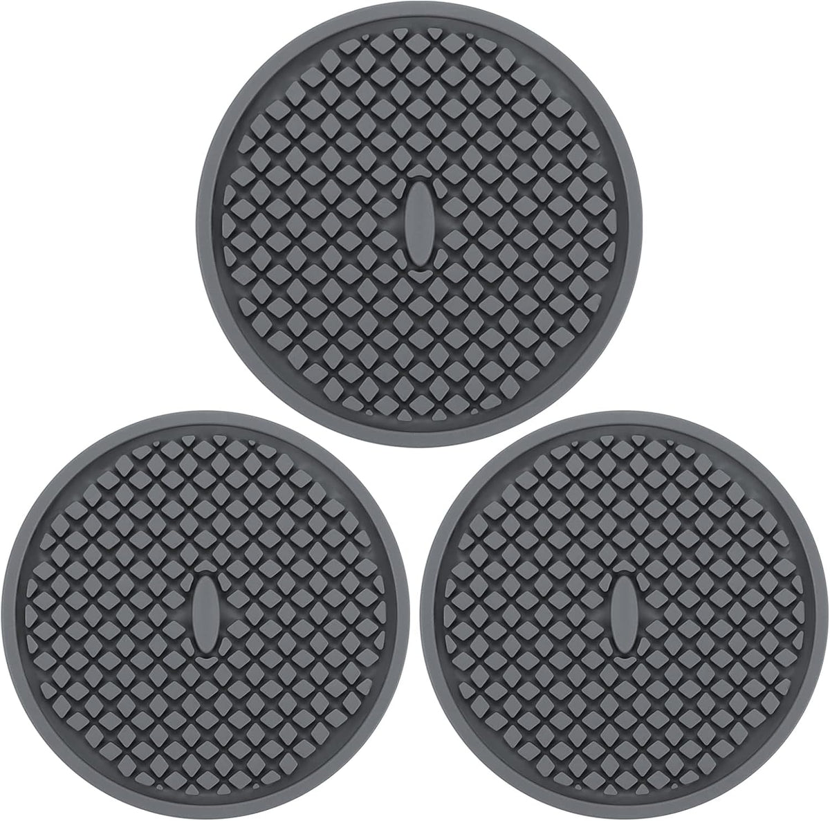 Silicone Coasters for Drinks, Thickened Black Coaster with Deep Tray Grooved Design Cup Mat, Washable Heat Resistant Durable Non-Slip Coasters for Coffee Table Wooden Desk Kitchen Bar
