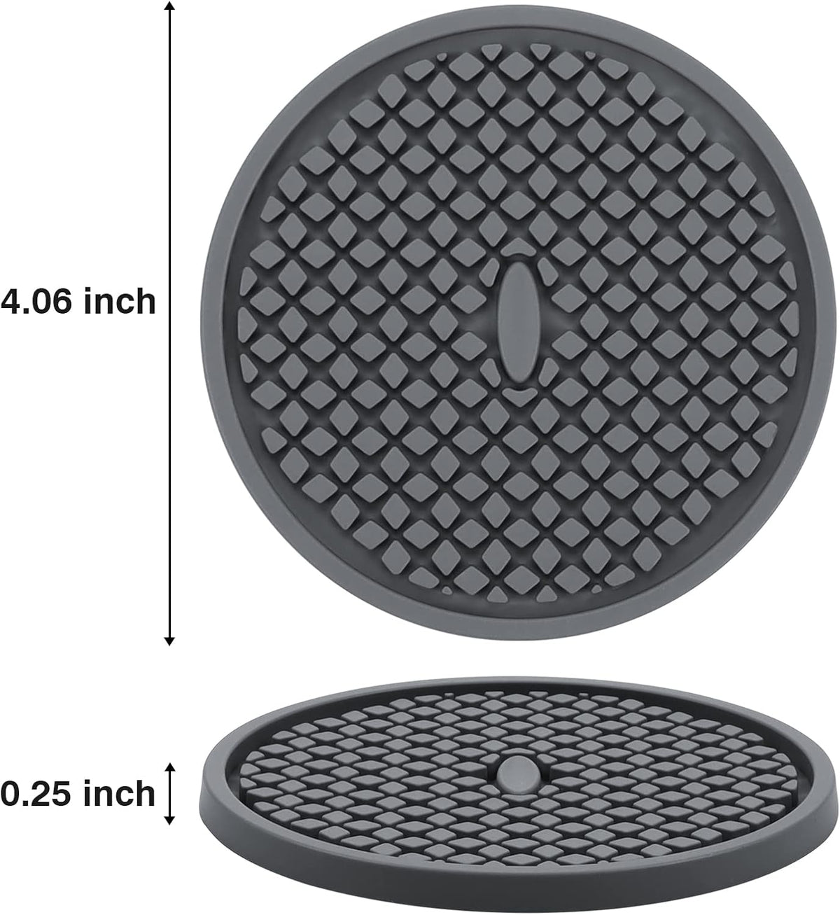 Silicone Coasters for Drinks, Thickened Black Coaster with Deep Tray Grooved Design Cup Mat, Washable Heat Resistant Durable Non-Slip Coasters for Coffee Table Wooden Desk Kitchen Bar