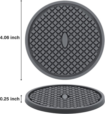 Silicone Coasters for Drinks, Thickened Black Coaster with Deep Tray Grooved Design Cup Mat, Washable Heat Resistant Durable Non-Slip Coasters for Coffee Table Wooden Desk Kitchen Bar