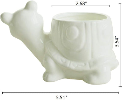 White Dinosaur Ceramic Succulent Planter Flower Plant Pot Window Box with Saucer Cartoon Animal Decor, 5 Inch, Indoor Outdoor
