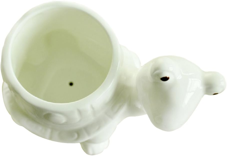 White Dinosaur Ceramic Succulent Planter Flower Plant Pot Window Box with Saucer Cartoon Animal Decor, 5 Inch, Indoor Outdoor