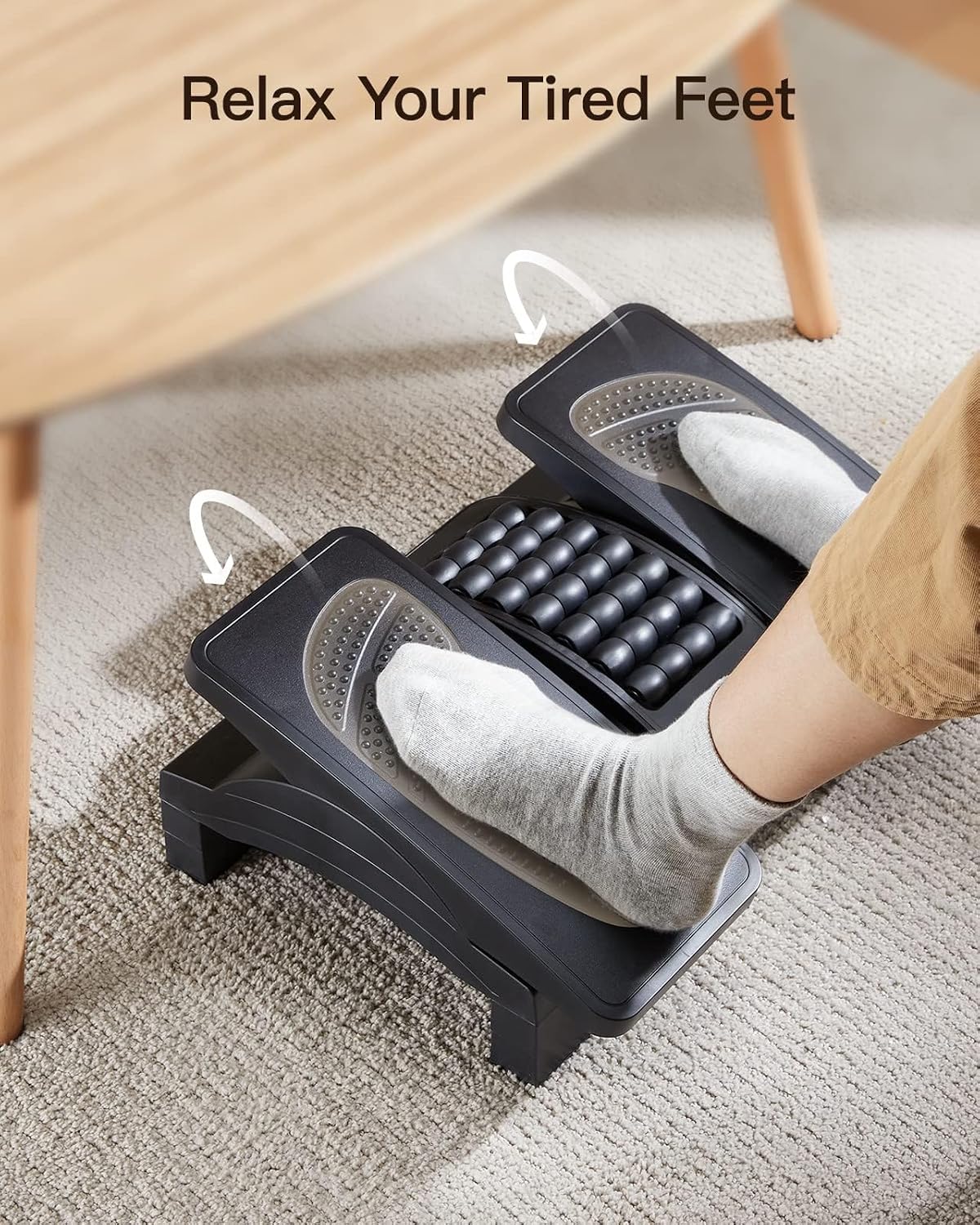 Adjustable Foot Rest Under Desk with Massage Texture and Roller