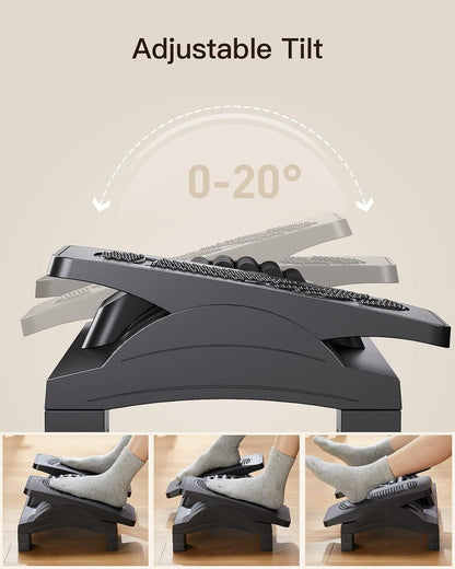 Adjustable Foot Rest Under Desk with Massage Texture and Roller