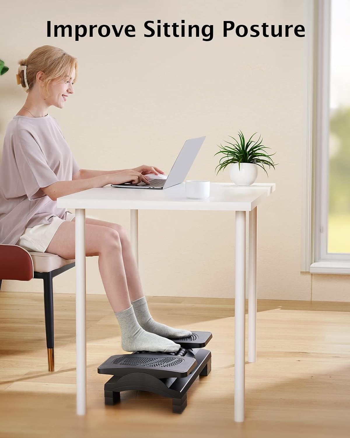 Adjustable Foot Rest Under Desk with Massage Texture and Roller