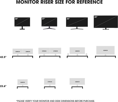 42.5" Dual Monitor Stand with Clear Acrylic Legs, White