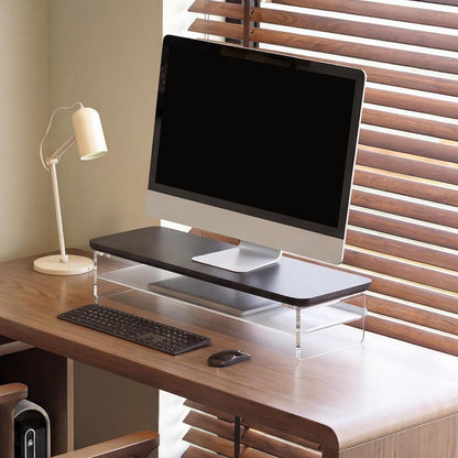 42.5" Dual Monitor Stand with Clear Acrylic Legs, White