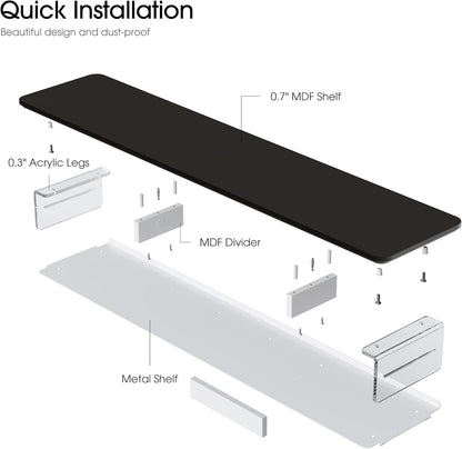 42.5" Dual Monitor Stand with Clear Acrylic Legs, White