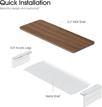 42.5" Dual Monitor Stand with Clear Acrylic Legs, White