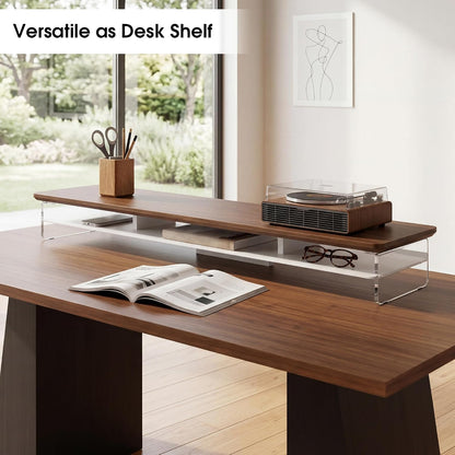 42.5" Dual Monitor Stand with Clear Acrylic Legs, White