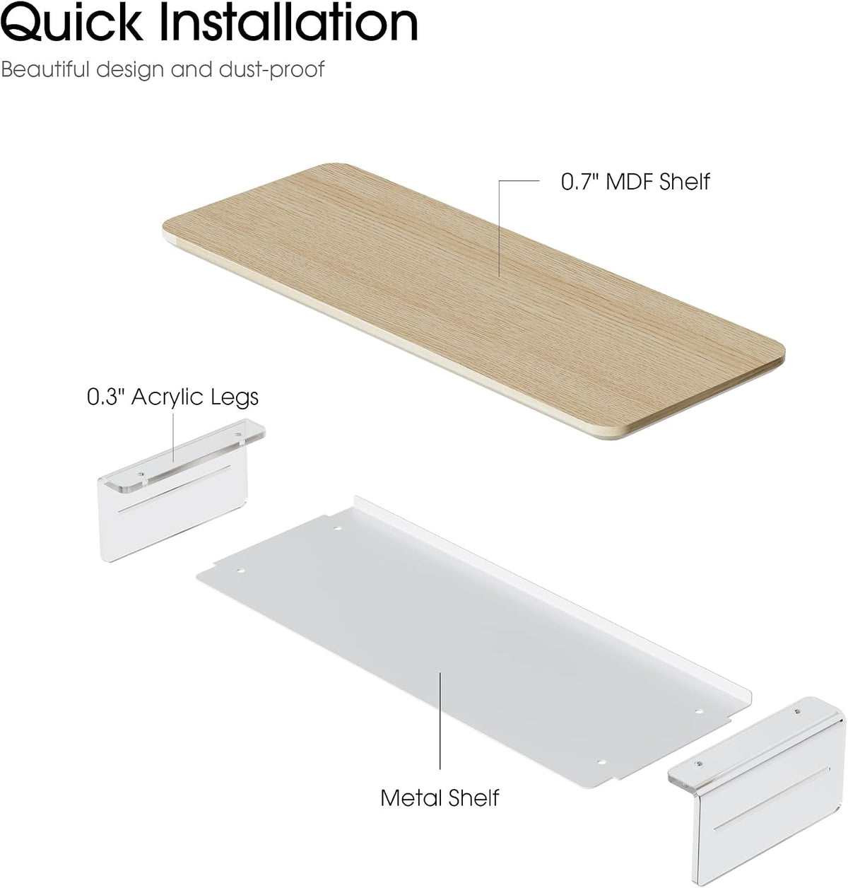 42.5" Dual Monitor Stand with Clear Acrylic Legs, White
