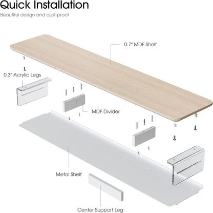 42.5" Dual Monitor Stand with Clear Acrylic Legs, White