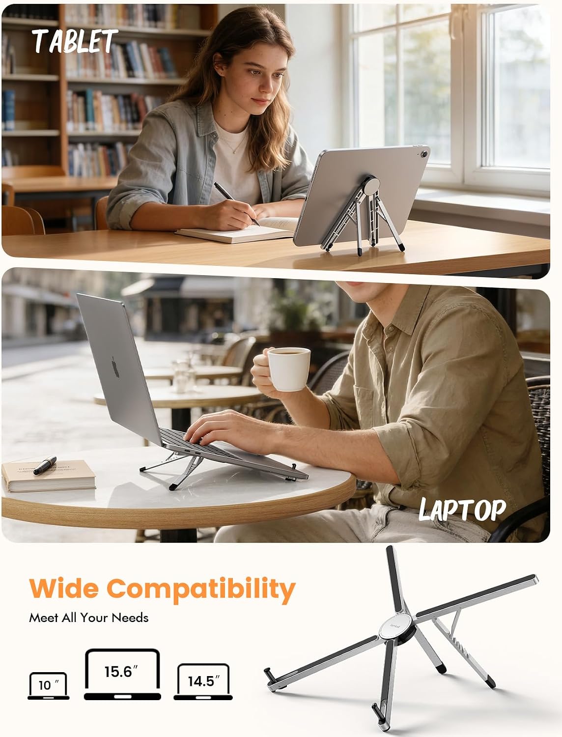 Portable Laptop Stand for Desk Travel 0.47in Ultra-Slim Non-Magnet