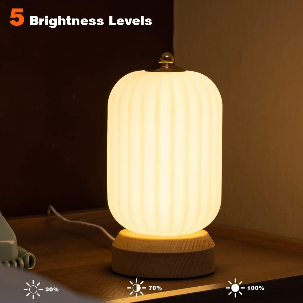 LED Wood Table Lamp, 3-Color Modern Desk lamp Bedroom Bedside Night Light, Dimmable Led Lighting, Creative Home Decor, Unique House warmging Gift