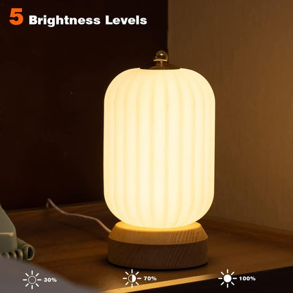 LED Wood Table Lamp, 3-Color Modern Desk lamp Bedroom Bedside Night Light, Dimmable Led Lighting, Creative Home Decor, Unique House warmging Gift