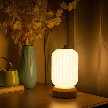 LED Wood Table Lamp, 3-Color Modern Desk lamp Bedroom Bedside Night Light, Dimmable Led Lighting, Creative Home Decor, Unique House warmging Gift