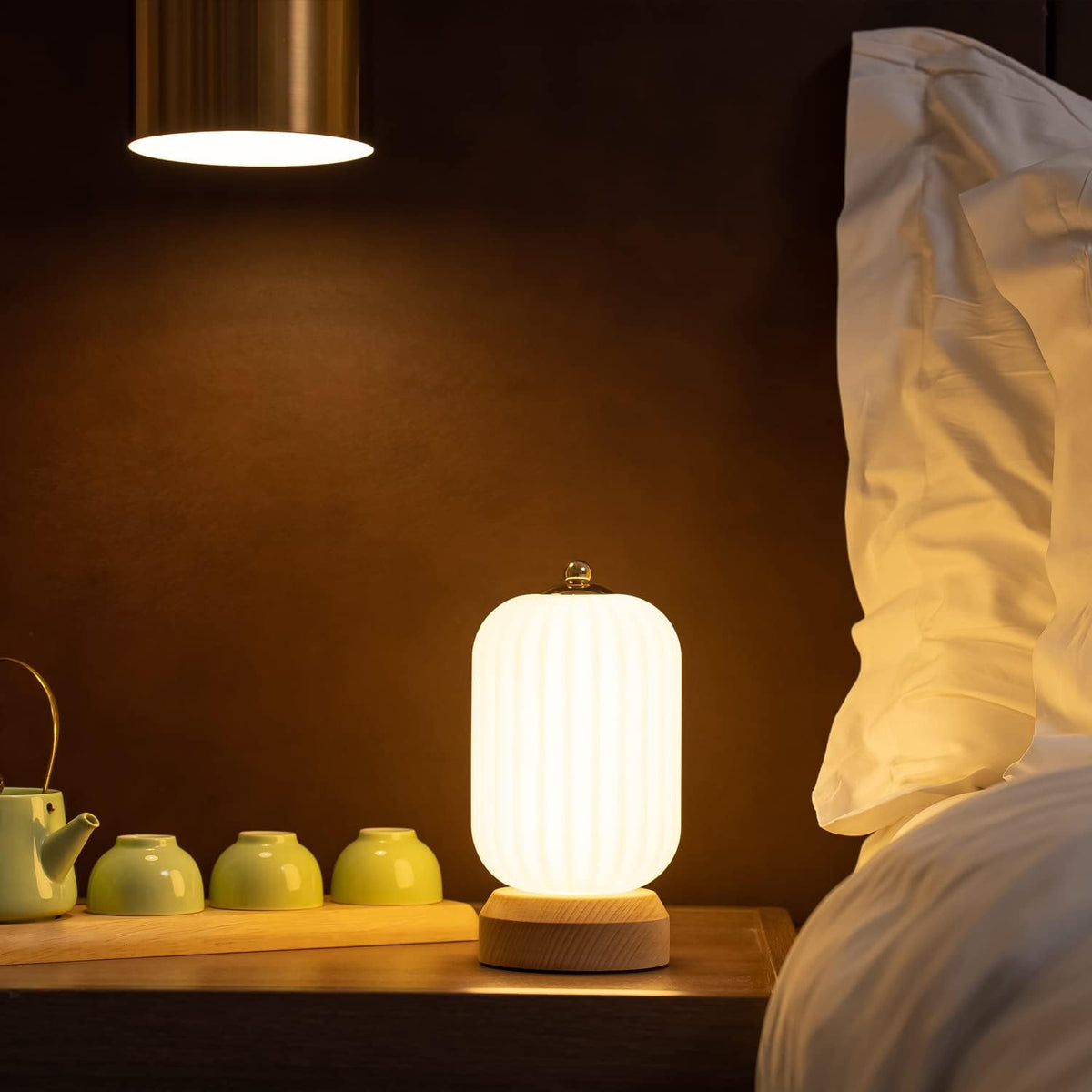 LED Wood Table Lamp, 3-Color Modern Desk lamp Bedroom Bedside Night Light, Dimmable Led Lighting, Creative Home Decor, Unique House warmging Gift