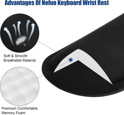 Keyboard Wrist Rest, Gel Memory Foam Keyboard Pad with Wrist Support for Easy Typing & Pain Relief, Comfortable Keyboard Rest Suit for Computer, Laptop, Office & Home (Black)