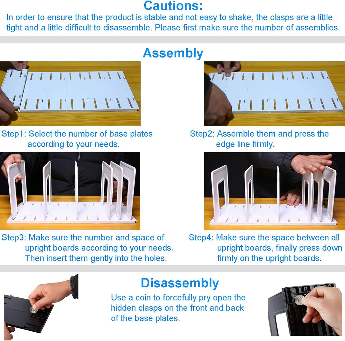 Adjustable Vertical File Sorter Sturdy Plastic Expandable Upright File Holder, Desktop Binder Organizer, School Office File Organizer Bookshelf Divider, Assemble Easily Endlessly, Black