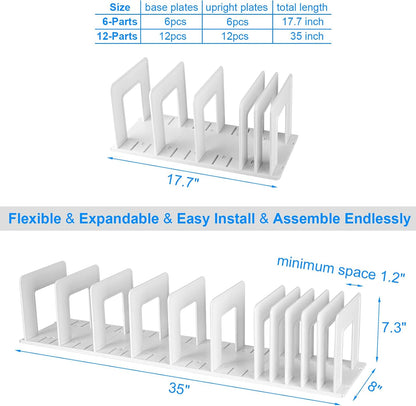 Adjustable Vertical File Sorter Sturdy Plastic Expandable Upright File Holder, Desktop Binder Organizer, School Office File Organizer Bookshelf Divider, Assemble Easily Endlessly, Black