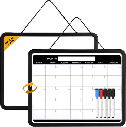 Small Monthly Whiteboard Calendar for Wall, Mini 11" x 14" Dry Erase Board with Plastic Frame, Hanging Dry Erase Calendar for Kitchen Planner, Home, Office