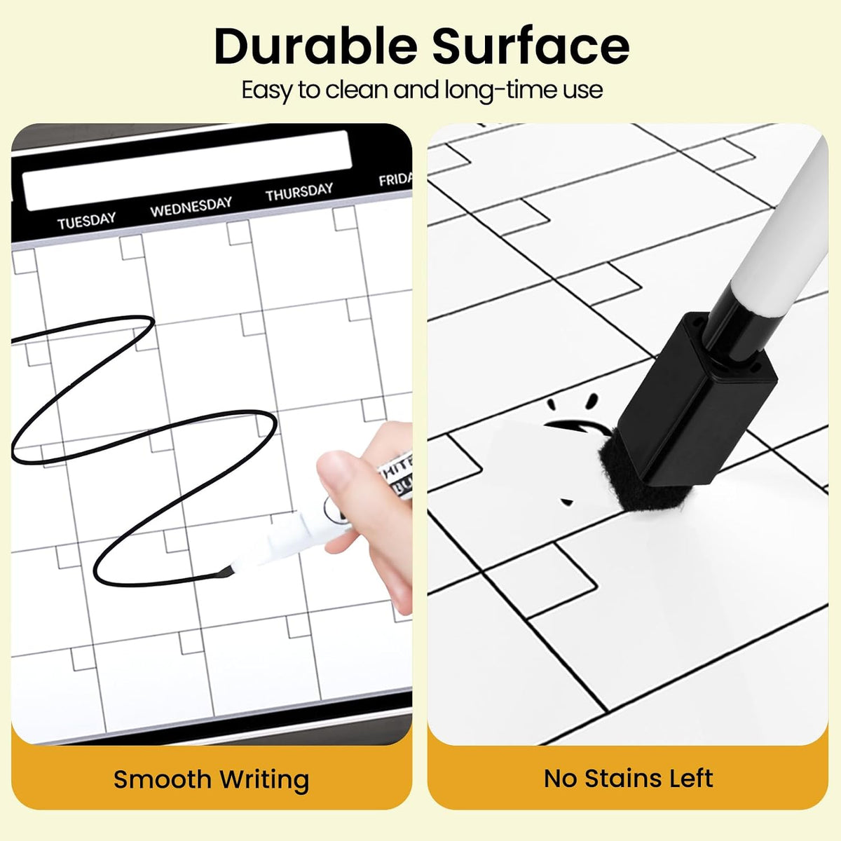 Small Monthly Whiteboard Calendar for Wall, Mini 11" x 14" Dry Erase Board with Plastic Frame, Hanging Dry Erase Calendar for Kitchen Planner, Home, Office
