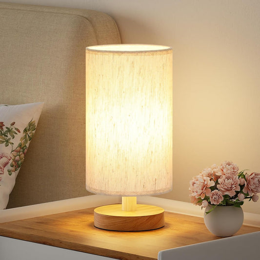 Fenmzee 9" Small Table Lamp for Bedroom - Inline Control with 3000K Bulb