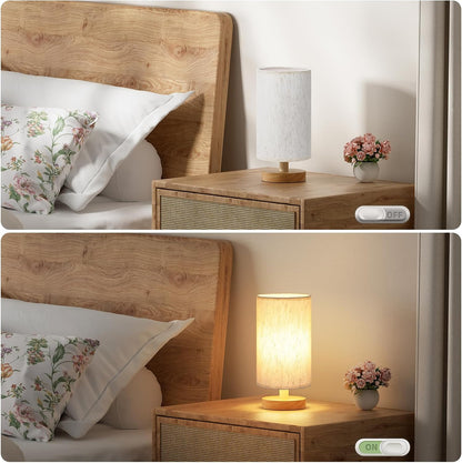 Fenmzee 9" Small Table Lamp for Bedroom - Inline Control with 3000K Bulb
