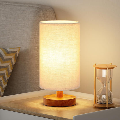 Fenmzee 9" Small Table Lamp for Bedroom - Inline Control with 3000K Bulb