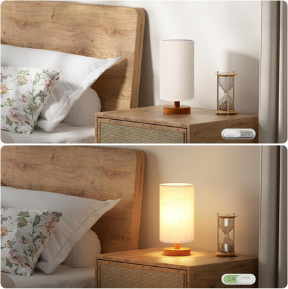 Fenmzee 9" Small Table Lamp for Bedroom - Inline Control with 3000K Bulb