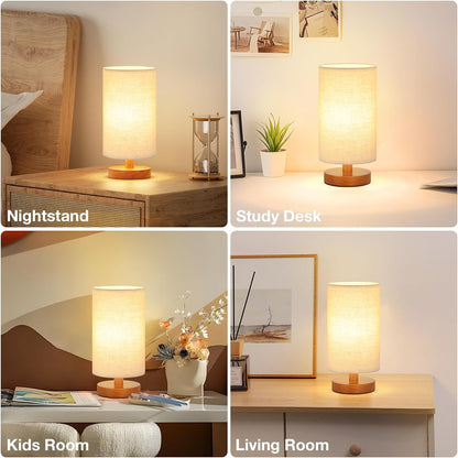 Fenmzee 9" Small Table Lamp for Bedroom - Inline Control with 3000K Bulb